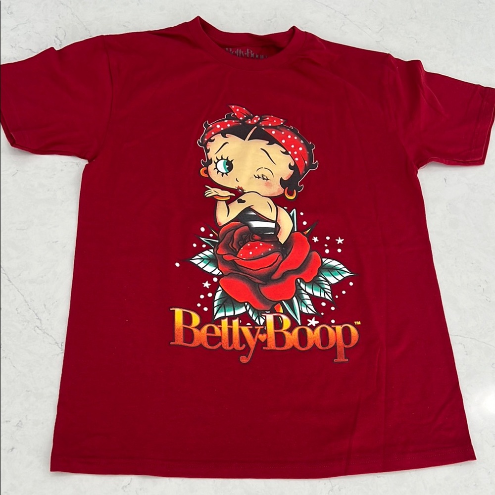 Betty Boop Red Short Sleeve Tee with Sparkly Design